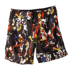 Waimea Board Shorts Mens Sz 36 Black Graffiti Paint Color Splash Art Swim Trunks